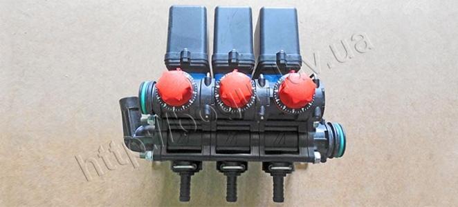 3-section block of solenoid valves with reverse flow regulation (46301351)